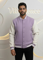 Unisex Varsity Jacket with Button Closure Premium Cotton (Lavender)