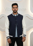 Unisex Varsity Jacket with Button Closure Premium Cotton (Navy Blue)