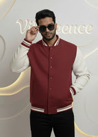 Unisex Varsity Jacket with Button Closure Premium Cotton (Red)