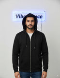 Unisex Zip Hoodie Heavyweight Cotton Premium Quality (Black)