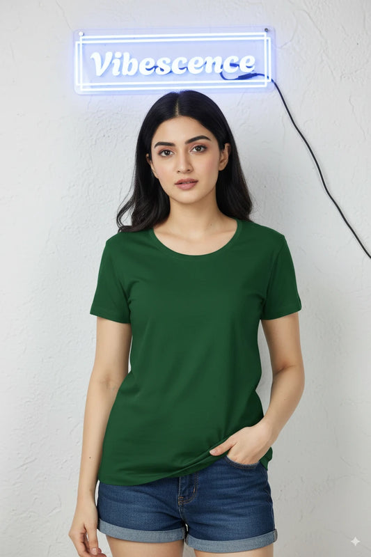 Women’s Everyday Wear Cotton T-Shirt – Soft & Durable (Bottle Green)