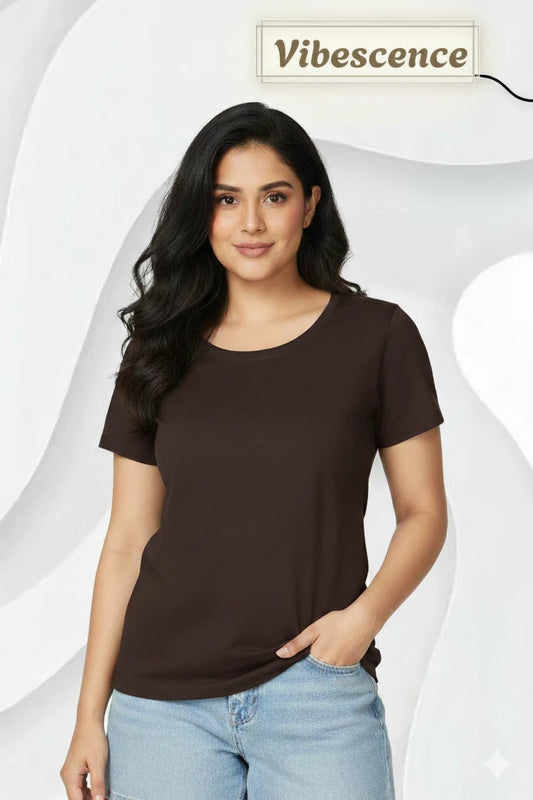 Women’s Everyday Wear Cotton T-Shirt – Soft & Durable (Coffee Brown)