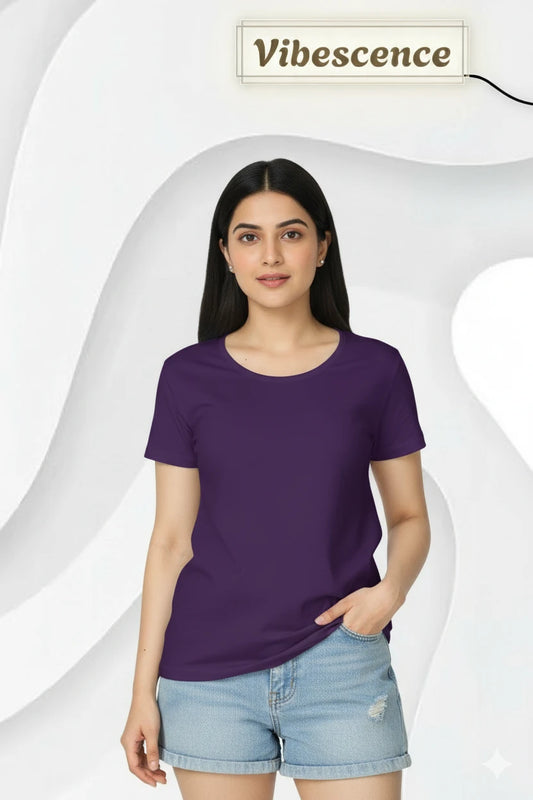 Women’s Everyday Wear Cotton T-Shirt – Soft & Durable (Purple)