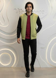 Unisex Fleece Bomber Jacket Contrast Sleeve Edition (Lime Sorbet / Black)