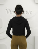 Female Cropped Hoodie Thick & Soft Cotton (Black)