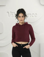 Female Cropped Hoodie Thick & Soft Cotton (Maroon)
