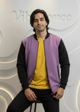 Unisex Fleece Bomber Jacket Contrast Sleeve Edition (Orchid Bloom / Black)