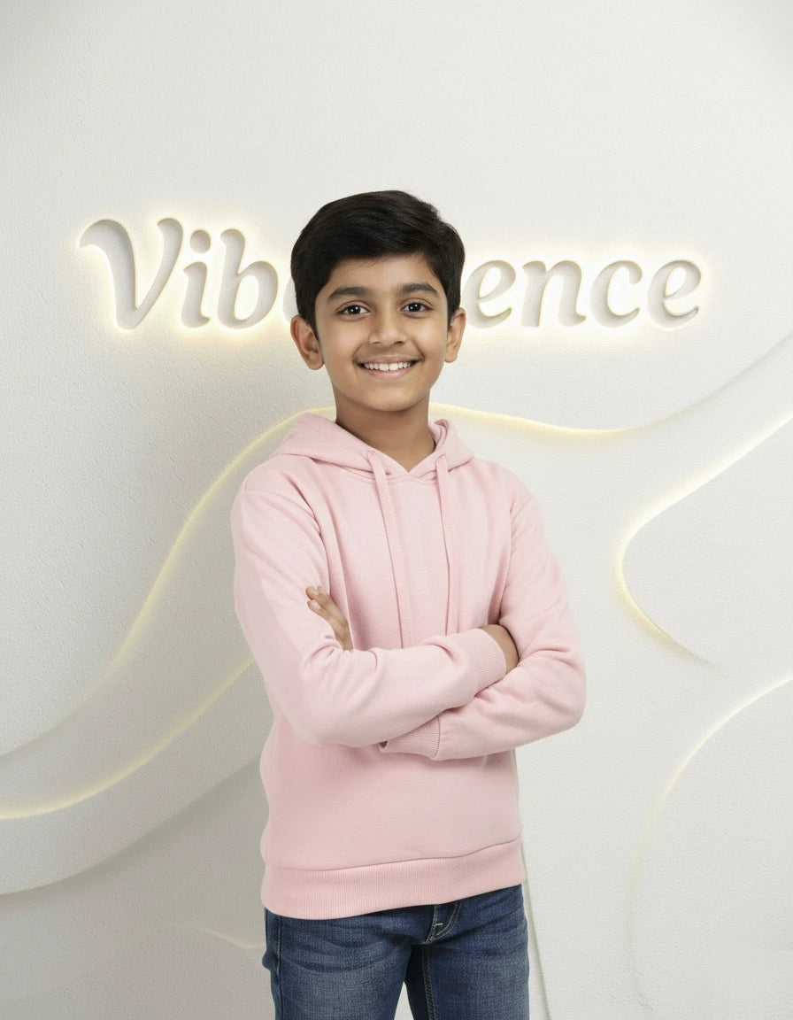 Unisex Cotton Hoodie for Kids - Play-Ready Comfort Sweatshirt (Baby Pink)