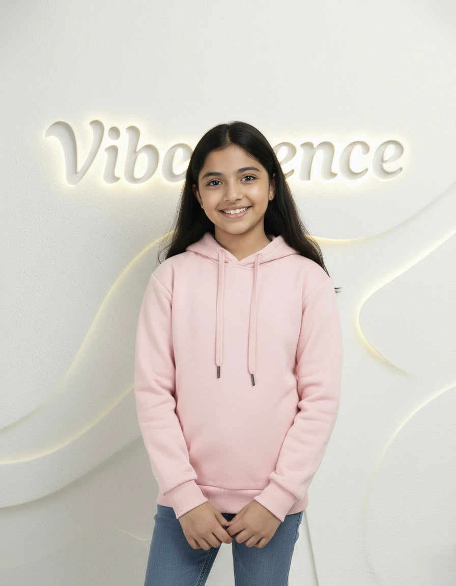 Unisex Cotton Hoodie for Kids - Play-Ready Comfort Sweatshirt (Baby Pink)