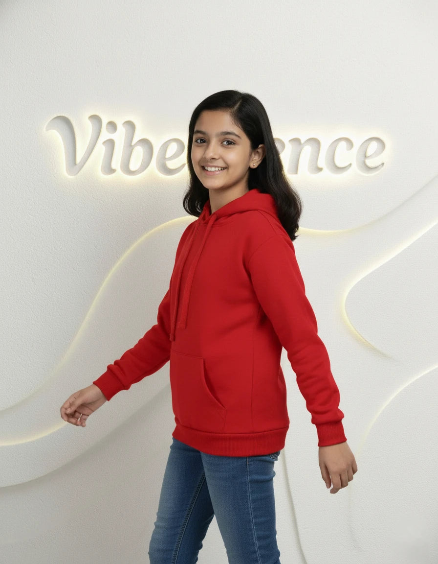 Unisex Cotton Hoodie for Kids - Play-Ready Comfort Sweatshirt (Red)