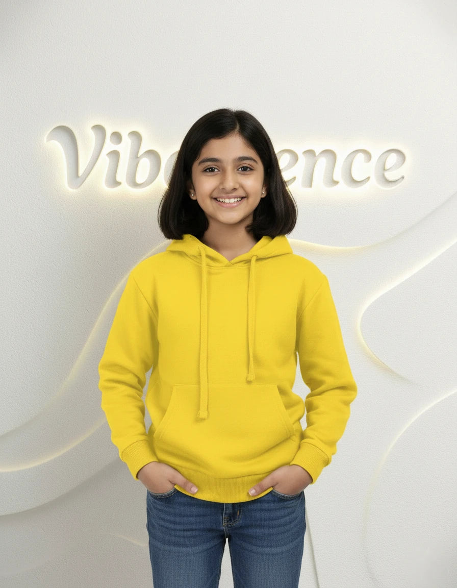 Unisex Cotton Hoodie for Kids - Play-Ready Comfort Sweatshirt (Yellow)