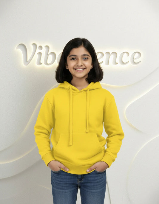 Unisex Cotton Hoodie for Kids - Play-Ready Comfort Sweatshirt (Yellow)