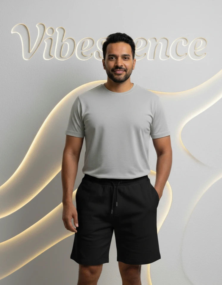 Unisex Terry Shorts with Drawcord Waist (Black)